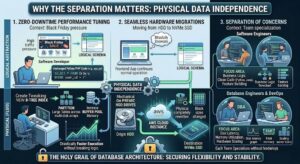 The most critical concept binding these two layers is Physical Data Independence. This is the ability to change the physical storage structure without altering the logical schema or breaking the application code.
